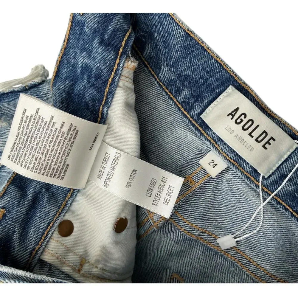 Agolde Distressed Blue Dee Shorts Size 24